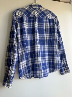 Blue Plaid Long-Sleeve ladies Shirt